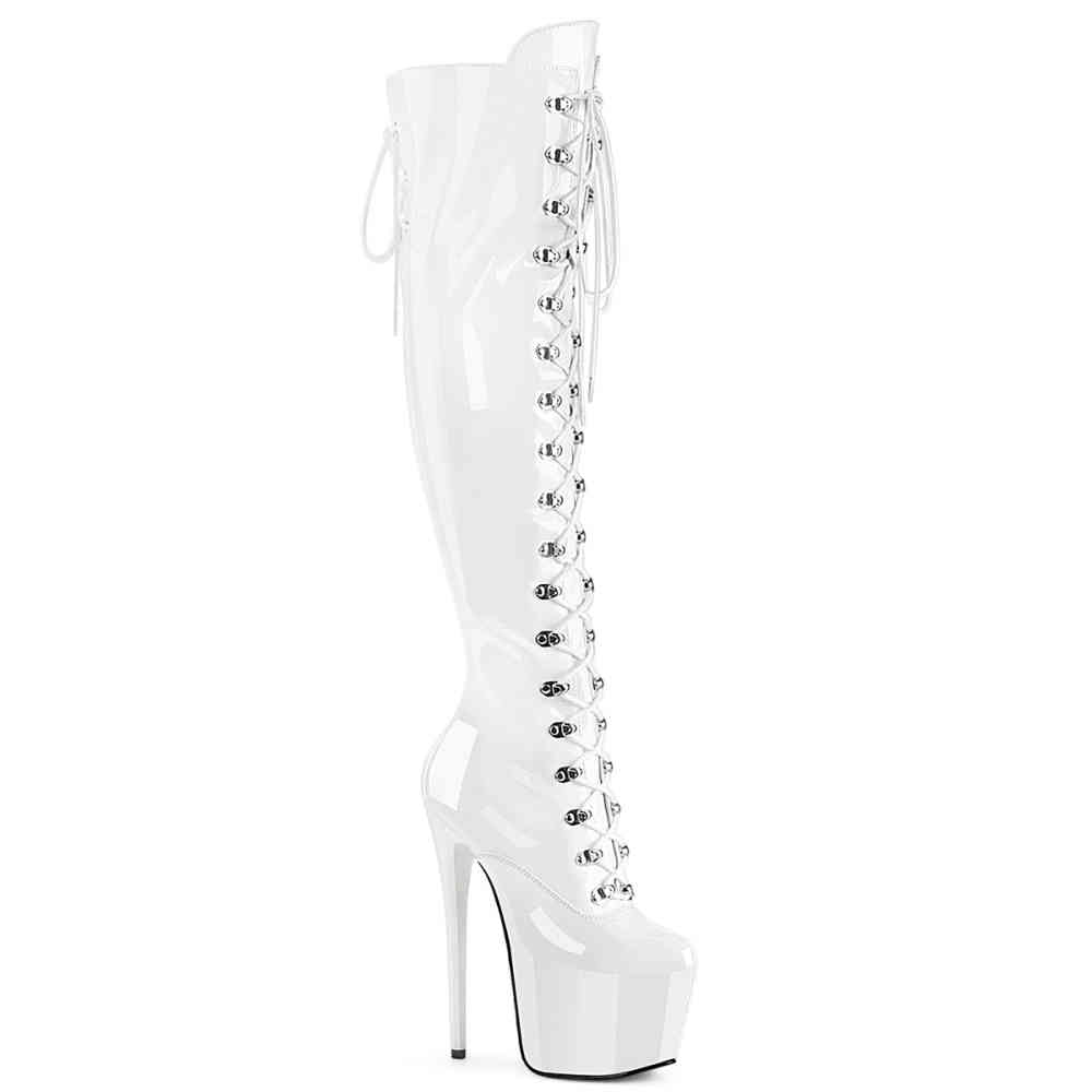 Pleaser - JUBILANT-3012 Plateau overknee Laarzen - Wit